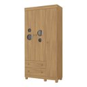 Ver imagem 2 de Guarda-roupa Infantil 92cm com Vidro 3 Portas e 2 Gavetas Bombom Multimóveis Mp4462 Madeirado