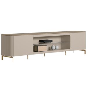 Rack para Sala de Estar Tv 85 Pol Pés Metálicos Elysia L05 Off White Fosco - Lyam Decor