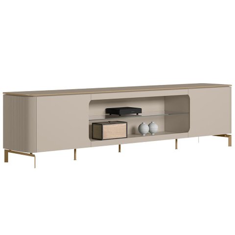 Rack para Sala de Estar Tv 85 Pol Pés Metálicos Elysia L05 Off White Fosco - Lyam Decor