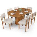 Ver imagem 1 de Mesa para Sala de Jantar Valência com 06 Cadeiras Sala de Jantar Dara L02 Linho Cru - Lyam Decor