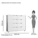 Ver imagem 5 de Cômoda Doble 8 Gavetas Branco Fosco - Móveis Albatroz