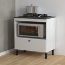 Ver imagem 2 de Balcão Cozinha Cooktop 4 Bocas Branco com 1 Porta Basculante e Nicho para Forno ou Forno-microondas