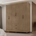Ver imagem 3 de Roupeiro 6 Portas 2 Gavetas Lite Carvalho Oak 150cm Largura Quarto Casal Mdp