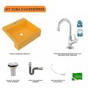 Ver imagem 3 de Kit Cuba XQ395 Torneira 1198 Metal Válvula 1 Polegada Sifão Cromado Flexível Compace