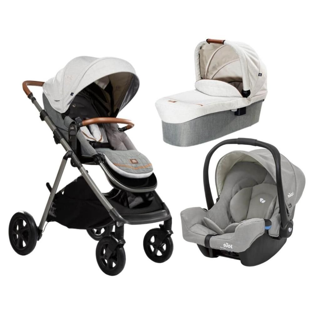 Carrinho com Bebê Conforto e Moisés Combo Aeria Trio Cinza Oyster