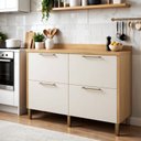 Ver imagem 1 de Balcão para Cozinha 4 Gavetas 120cm em MDF Nobre Bege/Cinamomo/Off White