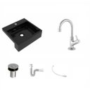 Ver imagem 2 de Kit Cuba XQ395 Torneira 1198 Metal Válvula Click 1 Polegada B Sifão PVC Flexível Compace