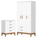 Ver imagem 1 de Guarda Roupa Infantil Flip 3 Portas com Cômoda Gaveteiro Infantil Flip Branco Acetinado - Reller