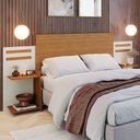 Ver imagem 1 de Cabeceira para Cama Casal em Mdf 217 Cm de Largura com 2 Mesas de Cabeceira Grécia