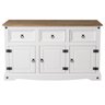 Balcão Buffet de Madeira Maciça com 3 Portas e 3 Gavetas Branco Lavado - 2