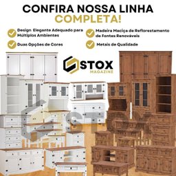 Balcão Buffet de Madeira Maciça com 3 Portas e 3 Gavetas Branco Lavado - 8