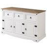 Balcão Buffet de Madeira Maciça com 3 Portas e 3 Gavetas Branco Lavado - 4