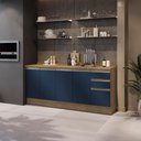 Ver imagem 1 de Balcões de Cozinha 100% Mdf 200cm Nogueira/azul Profundo Celeste Kappesberg