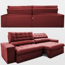 Ver imagem 7 de Sofá Retrátil e Reclinável 2,50m Molas Ensacadas Max Spring Velusoft Vermelho Cama Inbox