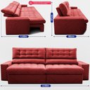 Ver imagem 3 de Sofá Retrátil e Reclinável 2,50m Molas Ensacadas Max Spring Velusoft Vermelho Cama Inbox