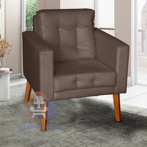 Sofá/poltrona/cadeira Decorativa Glamour Dubai com Pés em Madeira Marrom