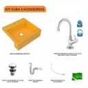 Ver imagem 3 de Kit Cuba XQ395 Torneira 1198 Metal Válvula Click 1 Polegada G Sifão PVC Flexível Compace