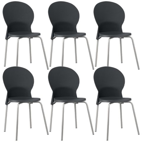 Kit 06 Cadeiras para Sala de Jantar Cozinha Mond F02 Base Aço Cinza Preto - Lyam Decor
