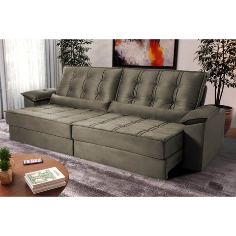 Sofá Retrátil Reclinável 230cm Ascari Suede Velut com molas Ensacadas - King House