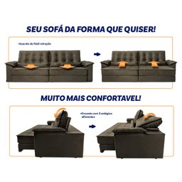 Sofá Retrátil Reclinável 230cm Ascari Suede Velut com molas Ensacadas - King House - 5