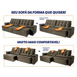 Sofá Retrátil Reclinável 230cm Ascari Suede Velut com molas Ensacadas - King House - 4