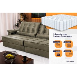 Sofá Retrátil Reclinável 230cm Ascari Suede Velut com molas Ensacadas - King House - 3