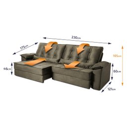 Sofá Retrátil Reclinável 230cm Ascari Suede Velut com molas Ensacadas - King House - 2