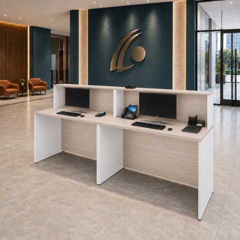 Conjunto 2 Balcões de Atendimento e Recepção Comercial 120x60cm para Loja, Comércio e Escritório
