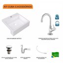 Ver imagem 3 de Kit Cuba XQ395 Torneira 1198 Metal Válvula Click 1 Polegada G Sifão PVC Flexível Compace