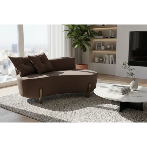 Namoradeira Sofá Feijão Luna 130cm Orgânica Bouclé Marrom