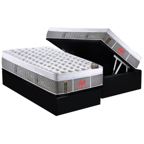 Cama Box Baú Solteiro: Colchão Molas Pocket Ensacadas Castor Light Stress Oxygen New Plush + Base