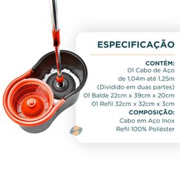 Mop Balde Esfregão Giratório 360 de Limpeza Geral Multiuso - 2