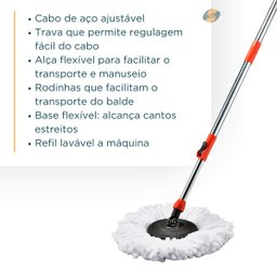 Mop Balde Esfregão Giratório 360 de Limpeza Geral Multiuso - 4