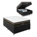 Ver imagem 1 de Cama Box Baú Viúva + Colchão Paris Molas Ensacadas Pocket - 66x128x188cm - e-Shop Casa - Couro