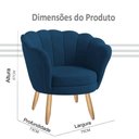 Ver imagem 5 de Poltrona Decorativa Pétala Veludo Azul Marinho Claro Pés Palito