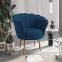 Ver imagem 2 de Poltrona Decorativa Pétala Veludo Azul Marinho Claro Pés Palito