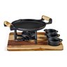 Jogo Fogareiro e Molheiras Suporte Madeira Panela Mineira Fogareiro 22,5 Cm Suporte Madeira 3 Molhei - 1