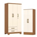 Ver imagem 1 de Guarda Roupa 03 Portas e 02 Gavetas Açaí DA133 com Armário Multiuso Prime Cinamomo Off White - Henn