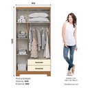 Ver imagem 4 de Guarda Roupa 03 Portas e 02 Gavetas Açaí DA133 com Armário Multiuso Prime Cinamomo Off White - Henn