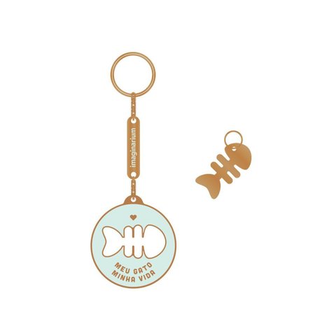 Chaveiro e Placa Pet Meu Gato Minha Vida Imaginarium