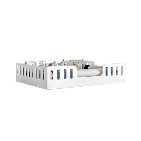 Cama Branca Infantil Casal Helo com Cercado Incluso Luminária Led
