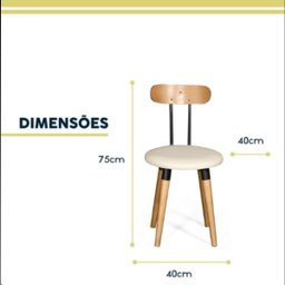 Kit 4 Cadeiras Pés Palito Ergonomica para Mesa de Jantar Cozinha de Madeira Estofada com Fixação - 3