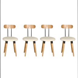 Kit 4 Cadeiras Pés Palito Ergonomica para Mesa de Jantar Cozinha de Madeira Estofada com Fixação - 1