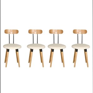 Kit 4 Cadeiras Pés Palito Ergonomica para Mesa de Jantar Cozinha de Madeira Estofada com Fixação