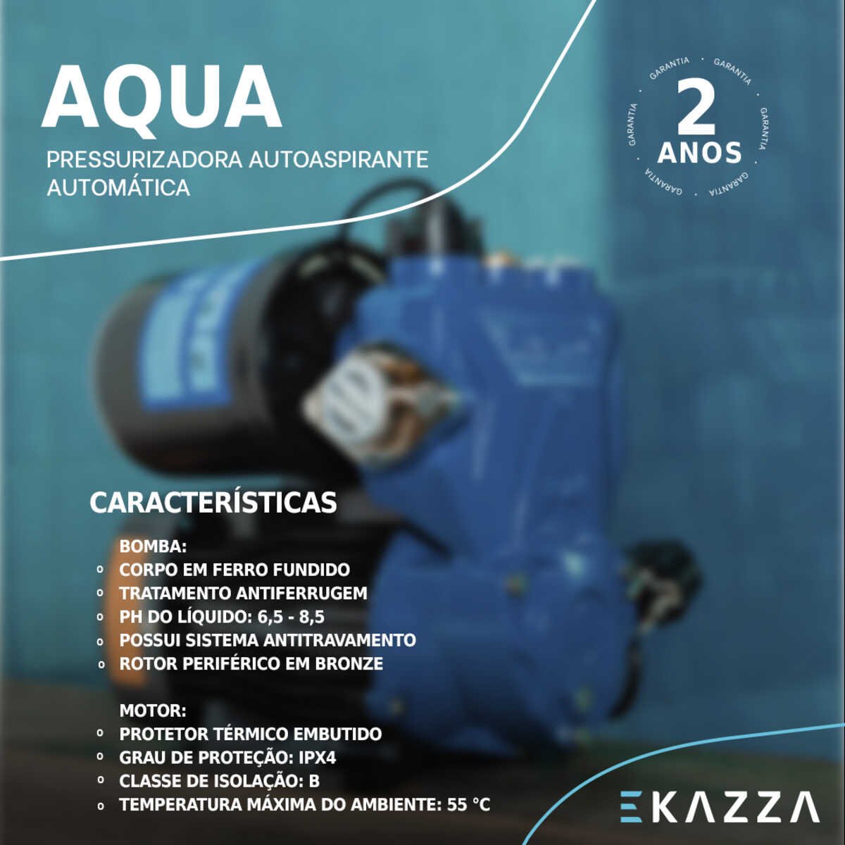 Motobomba Autoaspirante AQUA45 1,0 HP 220V Aquastrong - 3