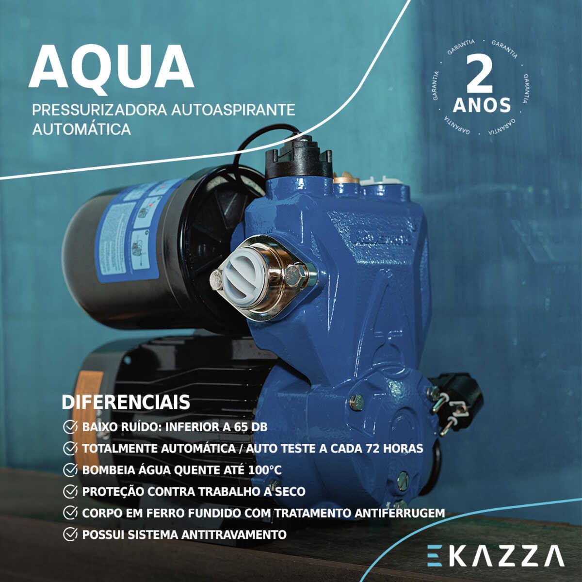 Motobomba Autoaspirante AQUA45 1,0 HP 220V Aquastrong - 2