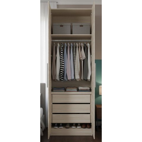 Guarda-roupa Modular 2p com 3 Gav 1010 Carvalho