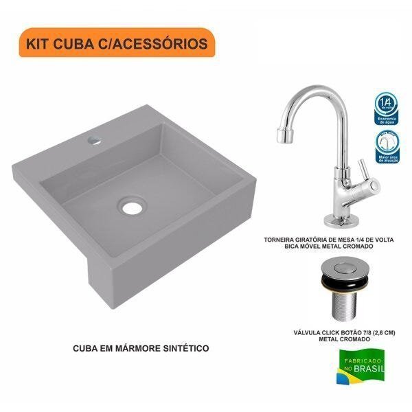 Kit Cuba XQ395 Torneira 1198 Metal Válvula Click 1 Polegada B Compace - 3