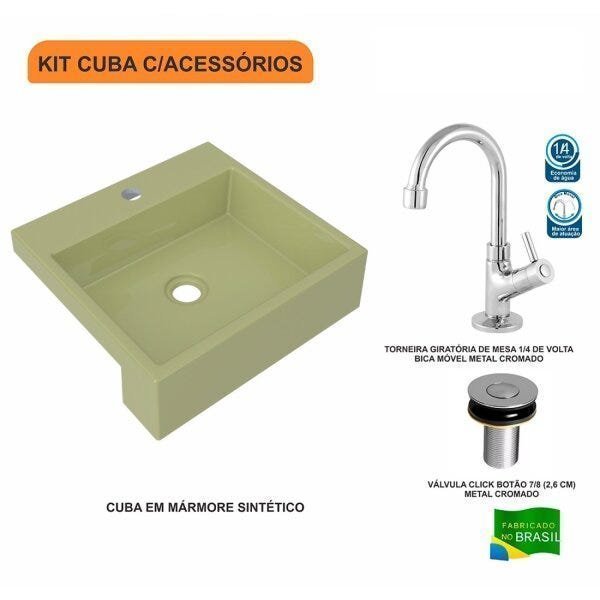 Kit Cuba XQ395 Torneira 1198 Metal Válvula Click 1 Polegada B Compace - 3