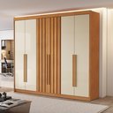 Ver imagem 1 de Guarda Roupa Casal 6 Portas 2 Ripadas 100% MDF Portugal 100% MDF Marrom/Cinamomo/Off White